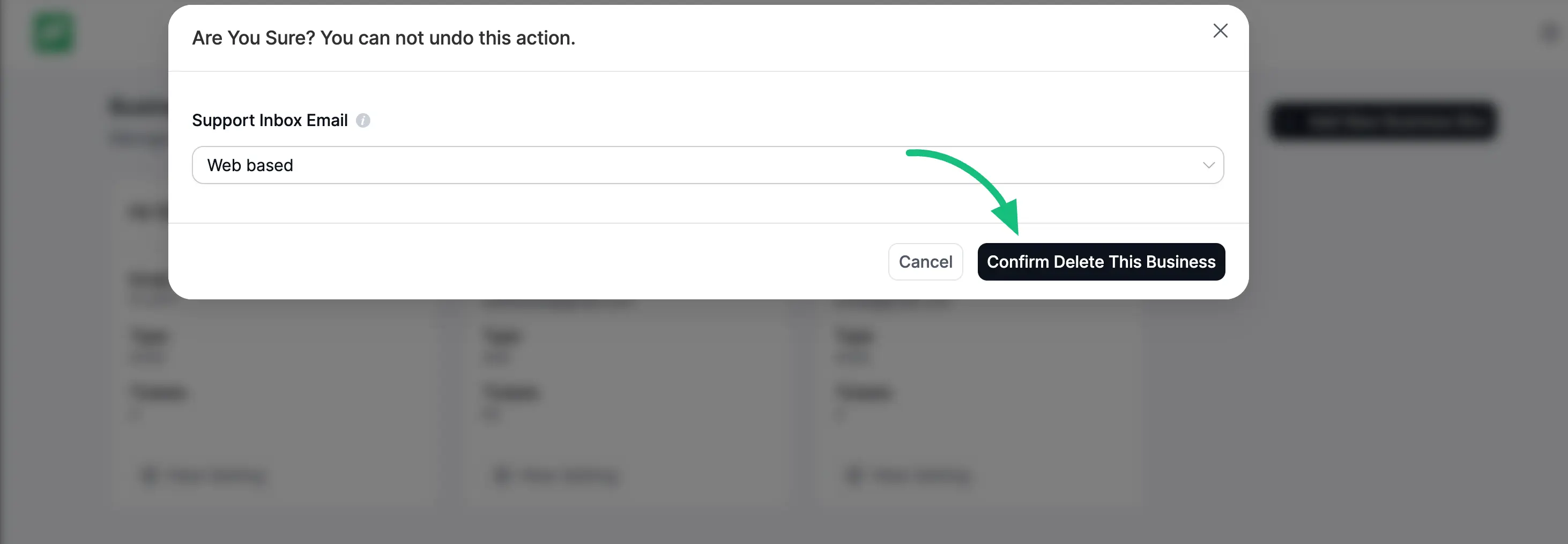 Delete any web-based business inbox if needed