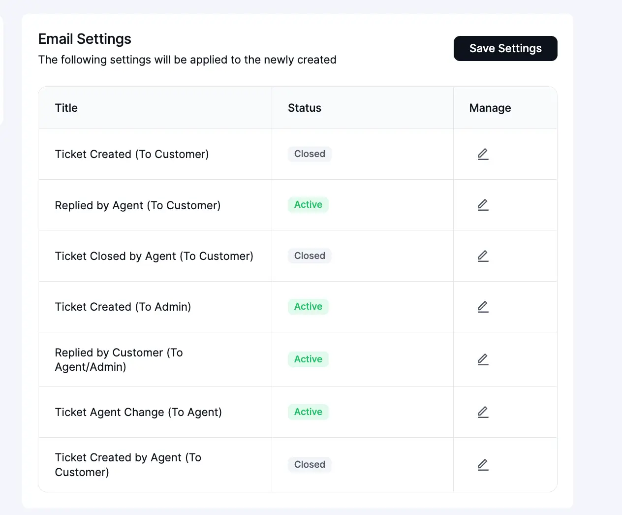 Choose from all the Notification Types