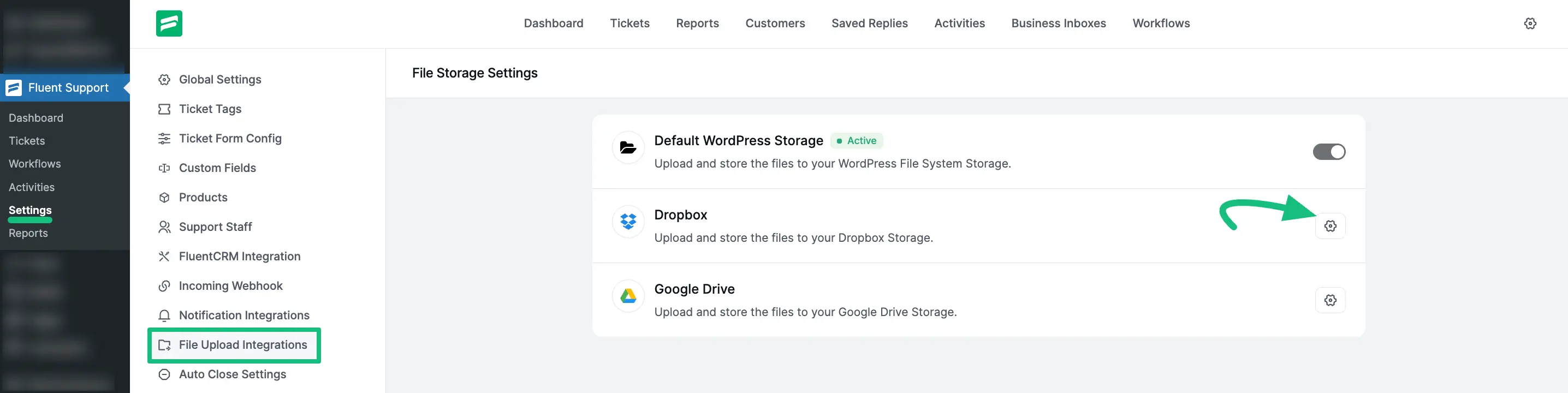Dropbox platform for file uploading