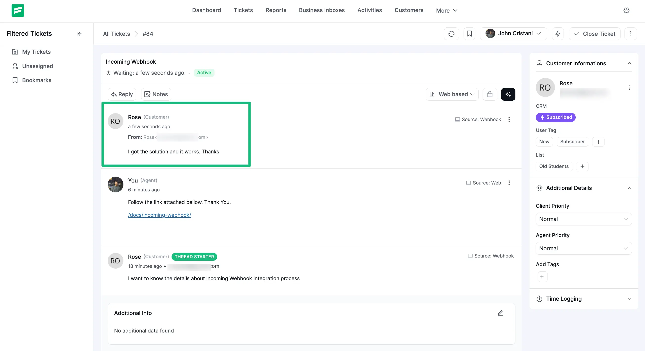 Added reply in Fluent Support