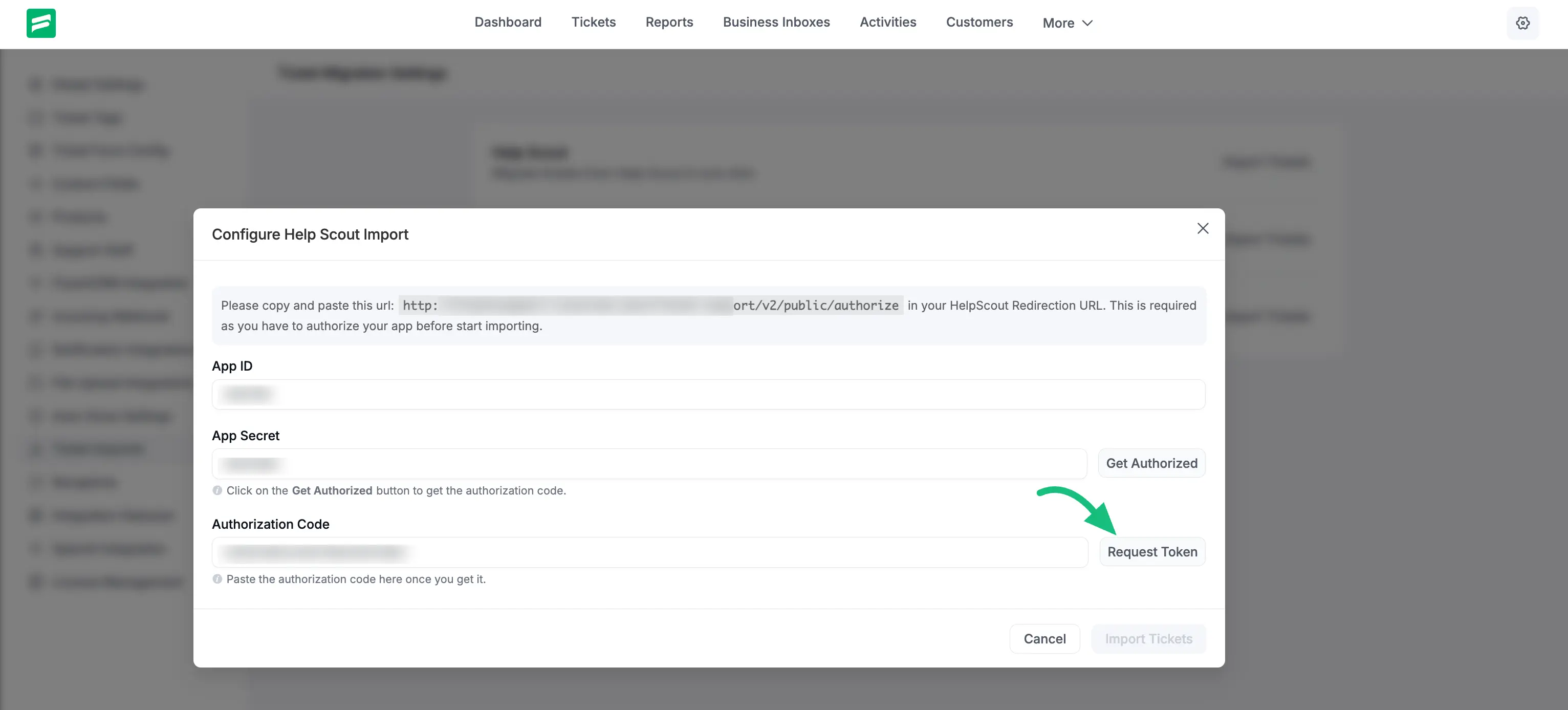 Request Token option