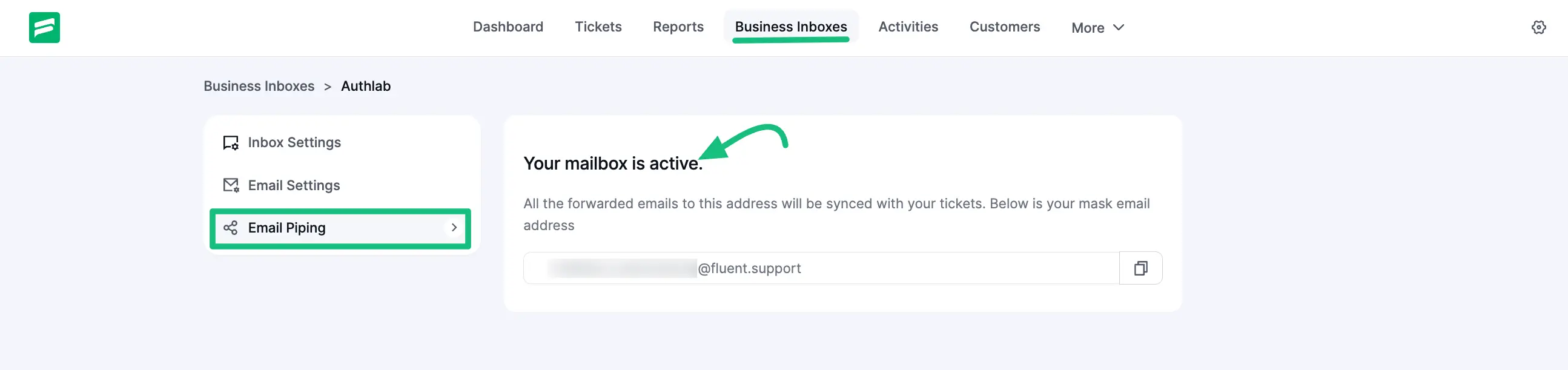 Mailbox is activated