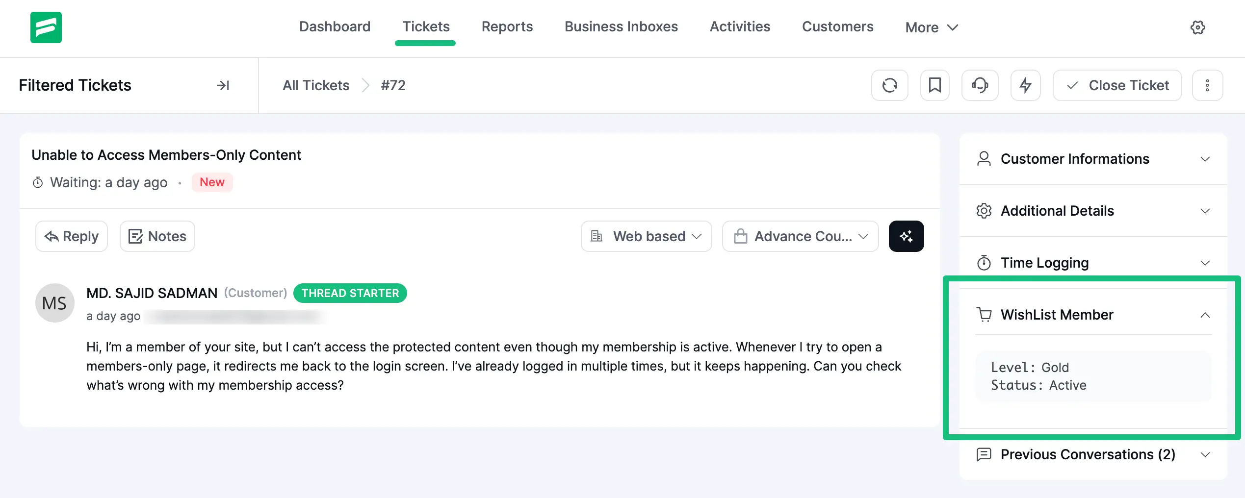 Preview of WishList Member Integration with Fluent Support