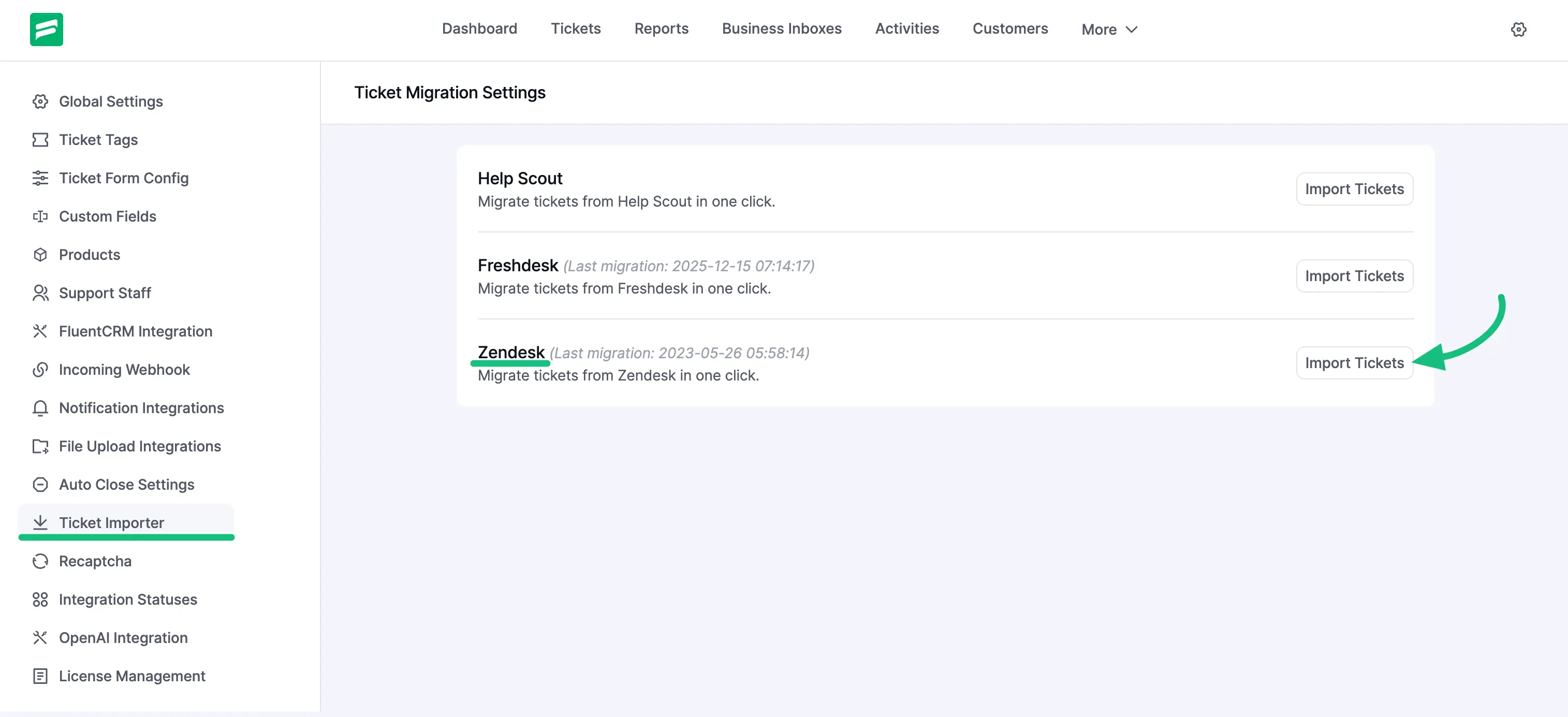 Ticket migration from Zendesk