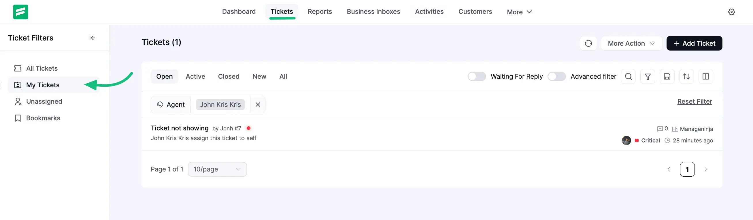 All agent specific tickets